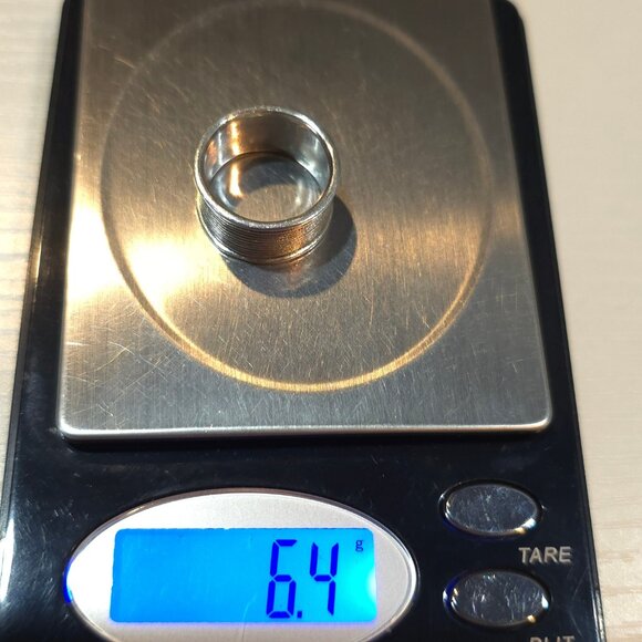 Size 6.25 925 Sterling Silver Cool Lined Wide Simple Ring - Picture 6 of 6